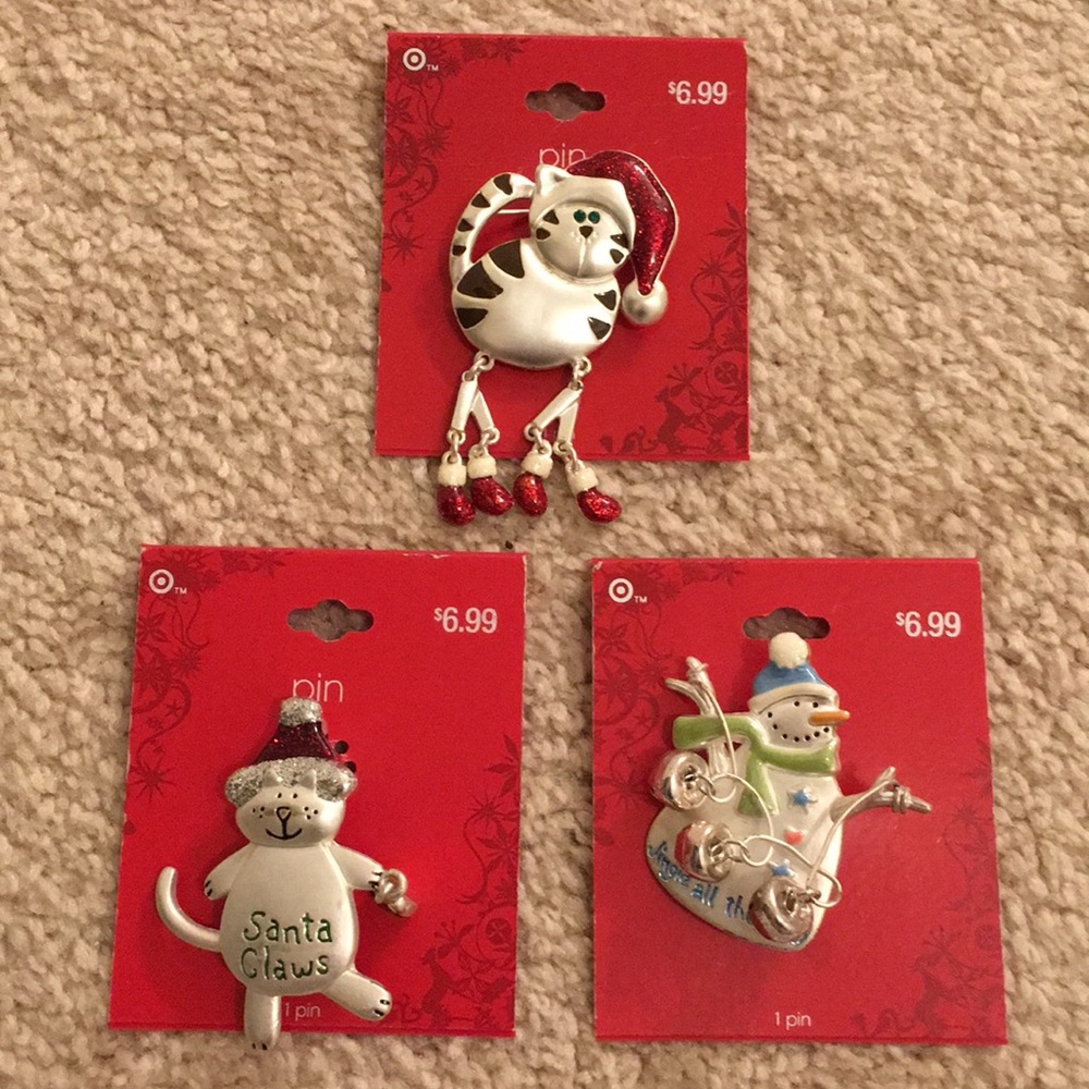 Set of 3 Holiday Pins, BNWT